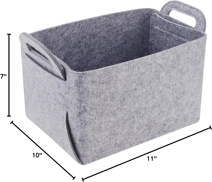 Minoisome Storage Basket Felt Storage Bin Collapsible& Convenient Box Organizer with Carry Handles for Office Bedroom Closet Babies Nursery Toys Laundry (Light grey, 15.7inch(L)×11inch(W)×10inch(H)) - Image 9