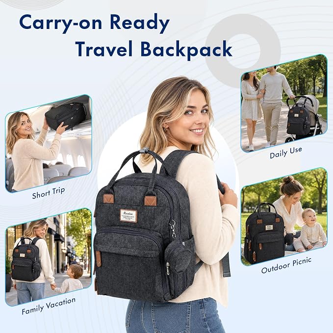 RUVALINO Baby Diaper Bag Backpack with Changing Pad, Baby Shower Gifts | Baby Essentials, Waterproof Travel Baby Bags for Mom Dad Girl Boy, Insulated Bottle Holders, Pacifier Case, Large Capacity - Image 9