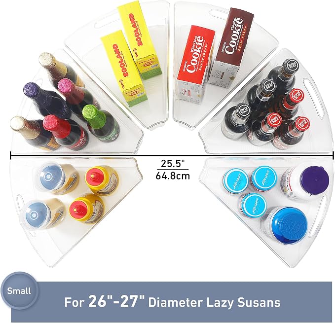 Leeden Lazy Susan Organizer for 26" Diameter Corner Lazy Susan, Plastic Kitchen Cabinet Storage Bins with Handle, 6 Packs, 1/8 Wedge - Food Safe, BPA Free - Image 7