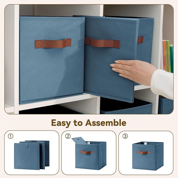 GRANNY SAYS 11 Inch Storage Cube Organizers, Light Blue, 6-Pack | Collapsible, Cube Storage Bins with Thickened Base Plate, Sturdy Handles, Decorative Baskets for Shelves, Closet - Image 7