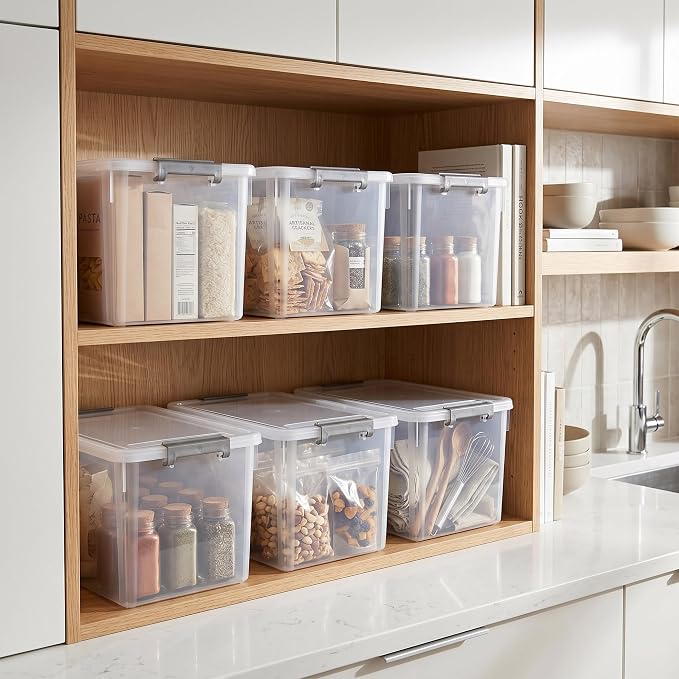 Citylife 32 QT Plastic Storage Bins with Latching Lids Stackable Storage Containers for Organizing Large Clear Storage Box for Garage, Closet, Classroom, Kitchen, 2 Packs - Image 9
