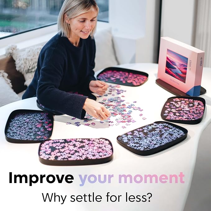 Puzzle Sorting Trays - Set of 6 - Up to 1500 Pieces - Unique Stackable Jigsaw Trays with Box Display Design - Premium Jigsaw Accessory - Image 6