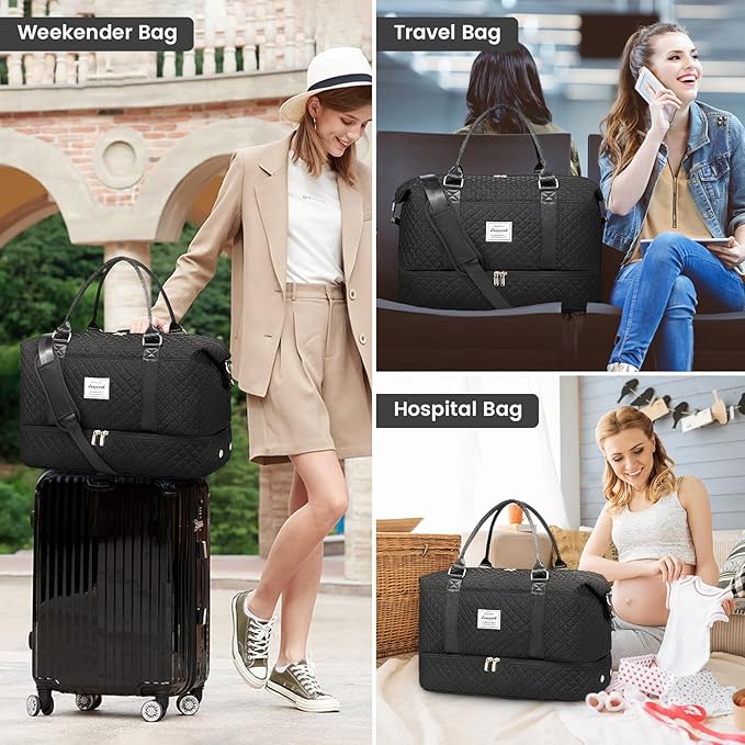 LOVEVOOK Travel Duffle Bag,Weekender Bags for Women with Shoe Compartment,Carry on Overnight Bag with Toiletry Bag,Gym Duffel Bag with Wet Pocket, Hospital Bags for Labor and Delivery - Image 6