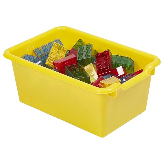ECR4Kids Scoop Front Storage Bin, Multipurpose Organization, Yellow, 5-Piece | Durable plastic, GREENGUARD Gold Certified, 1.2 gallon capacity, lightweight & nestable, built-in handle, classroom/home use - Image 10