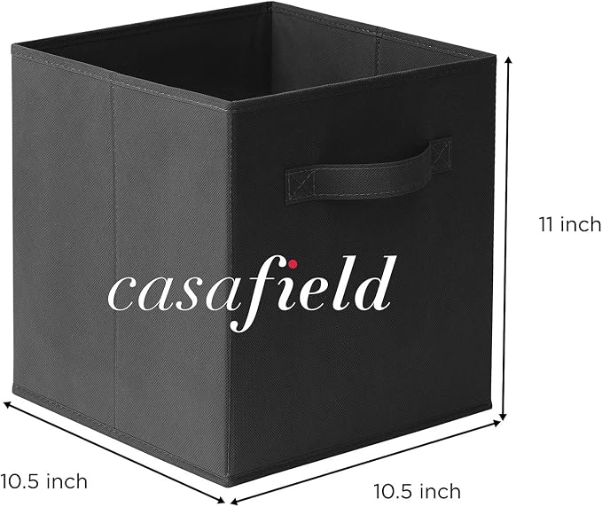 Casafield Set of 12 Collapsible Fabric Cube Storage Bins, Black - 11" Foldable Cloth Baskets for Shelves, Cubby Organizers & More - Image 7