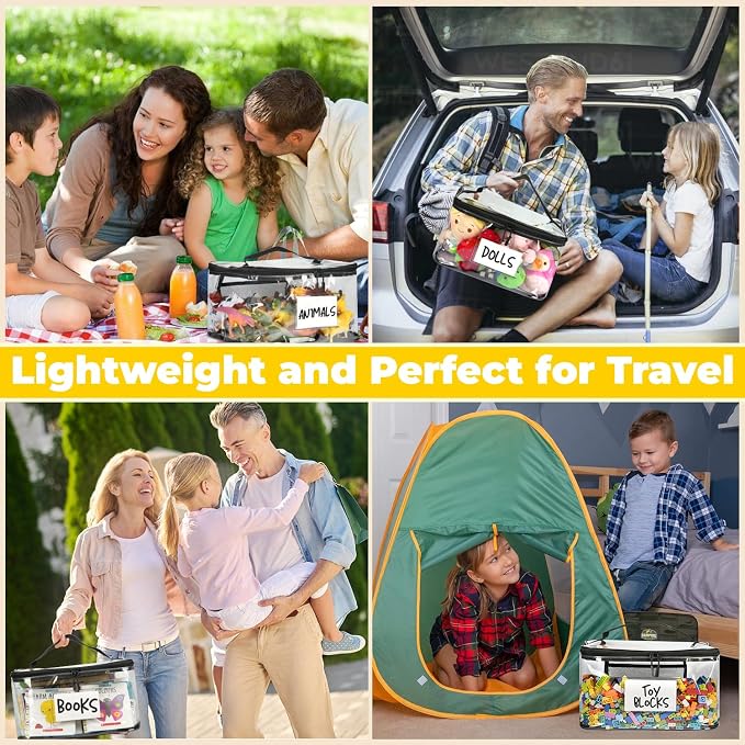 6-Pack Extra Large Toy Storage Bags with Zippers & Labels, Reusable Clear TPU Waterproof Organizer for Kids Toys, Building Blocks, Puzzles, Dolls, Board Games - Durable, BPA-Free, Travel-Friendly - Image 9