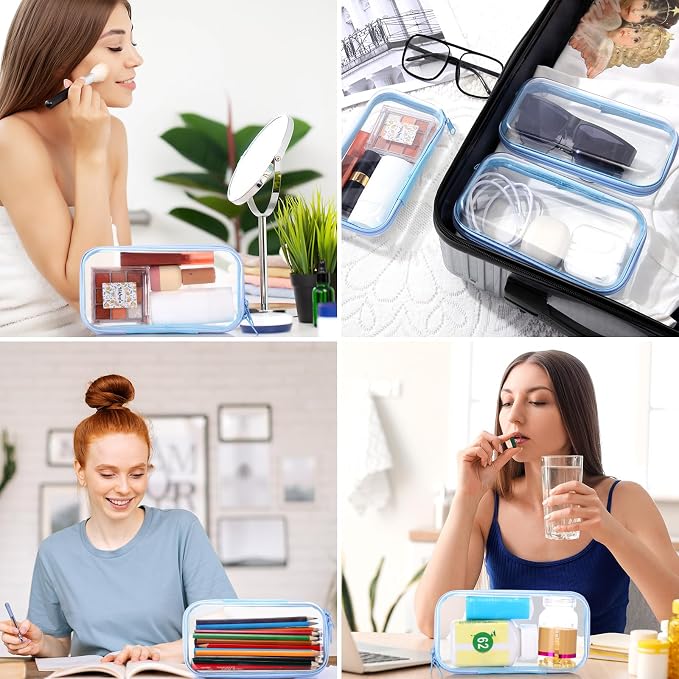 Sanwuta 6 Clear Hard Zipper Case,Black,7.48 X 3.94 X 2 Inch | Pencil Case Pouches ,Makeup Bag,Plastic Toiletry Diaper Bag ,Travel Toy Storage,Waterproof Organizer Bins - Image 8