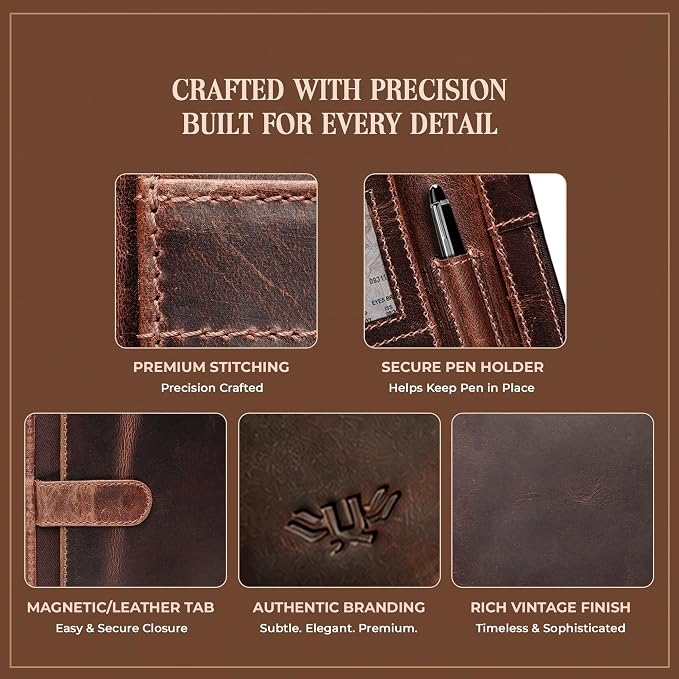 Leather Portfolio Binder, Professional Organizer Padfolio – Resume Folder, Business Card & Document Holder, Portfolios for Men & Women, Office & Business Supplies | (Medium - Brown) - Image 7