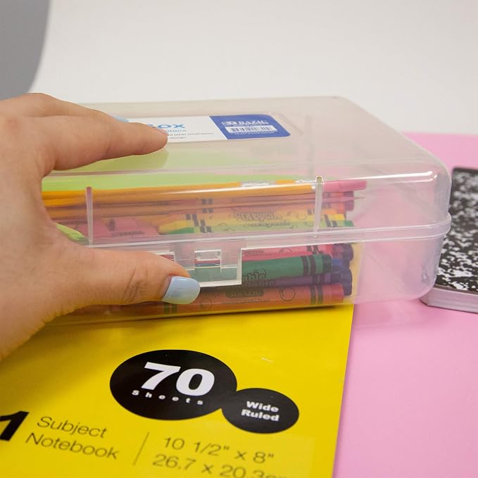 BAZIC PRODUCTS Clear Multipurpose Pencil Box, Stackable, 24-Case | snap-latch lid for pens, tools, crafts, supplies - Image 7