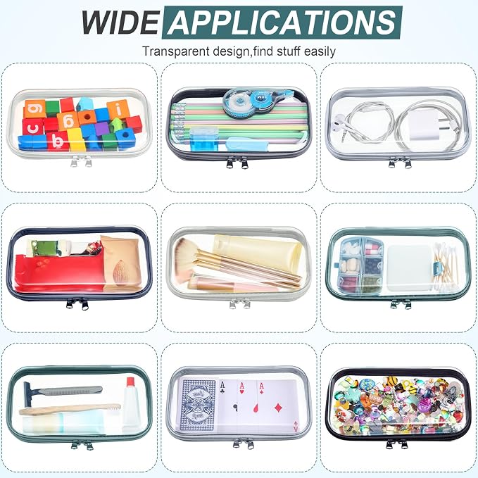 Sanwuta 6 Clear Hard Zipper Case,Blue-green,7.48 X 3.94 X 2 Inch | Pencil Case Pouches ,Makeup Bag,Plastic Toiletry Diaper Bag ,Travel Toy Storage,Waterproof Organizer Bins - Image 7