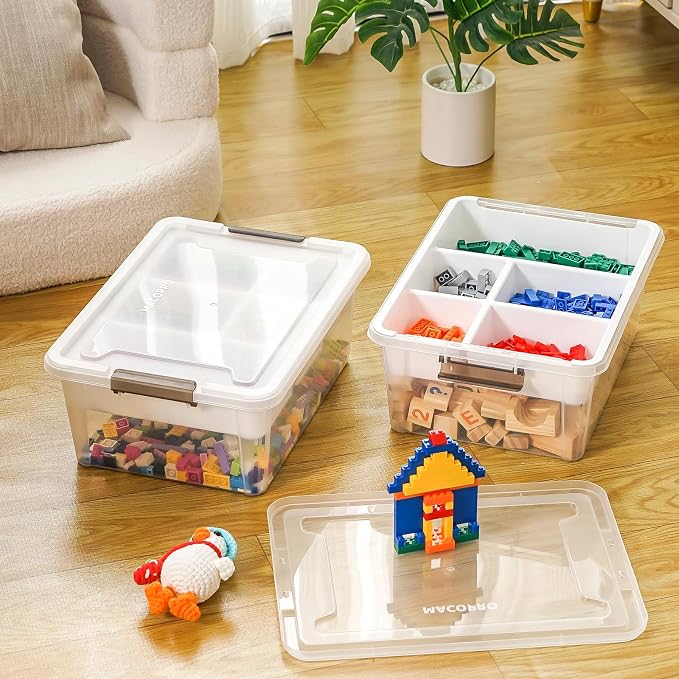 17QT Clear Plastic Craft Storage Box with Removable Tray & Lid - 2 packs | white container, art supply organizer for playdoh, sewing, beads & craft tools, space-saving stackable bins - Image 9