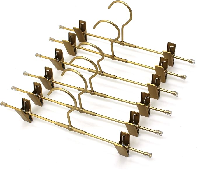Shorts Hangers 20 Pack Jeans Hangers for Closet 11.8" Gold Aluminium Hangers with 2 Adjustable Clips Pants Hanger Shirt Slim Hangers for Men Women Metal Hangers - Image 9