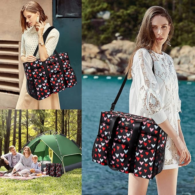 IBFUN Utility Tote Bag with 24 Pockets, Large Teacher Travel Tote for Women | Large Work Tote Bag 2pcs with Zipper for Travel Daily School Teacher Nurse, Large Lightweight Laptop Shoulder Bag Handbag - Image 7