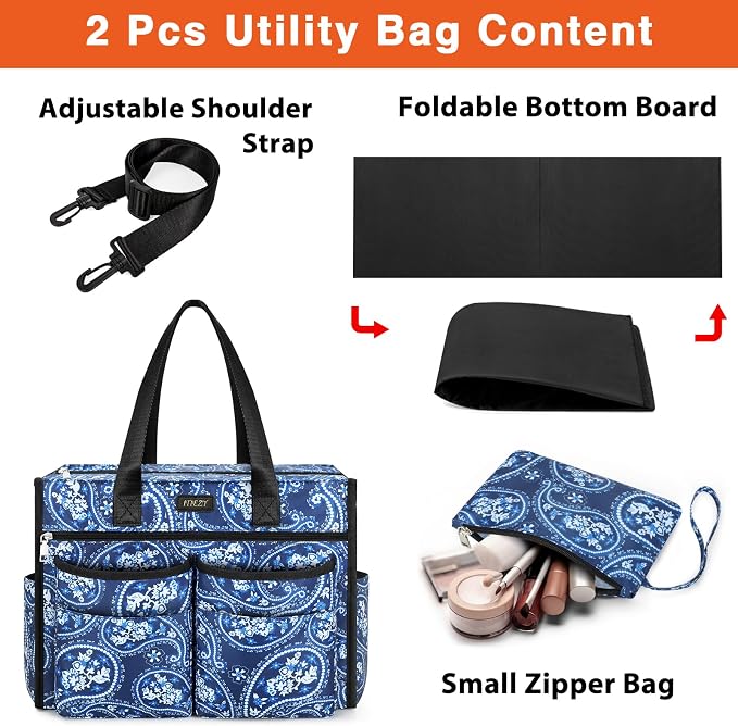 ITIEZY Large Utility Tote Bag for Women with 18 Pockets, Waterproof Teacher Nurse Bags with Zipper for Everyday Travel Work - Image 7