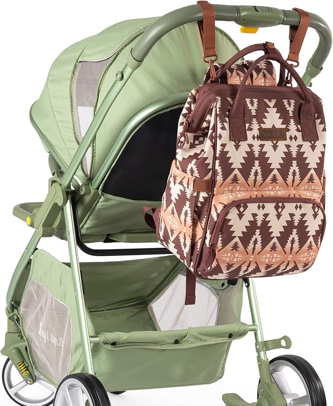 Wrangler Aztec Backpack Organized Daypack Travel Baby Bag with Stroller Strap and Side Bottle Pockets WG2204-9110BR - Image 6