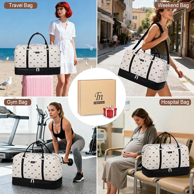 Weekender Bags for Women, 21" Travel Duffle Bag with Shoe Compartment | 3PCS Carry On Overnight Large Duffel Bag with Crossbody Bag and Toiletry Bag for Weekend Travel Gym Hospital Business Trip - Image 7