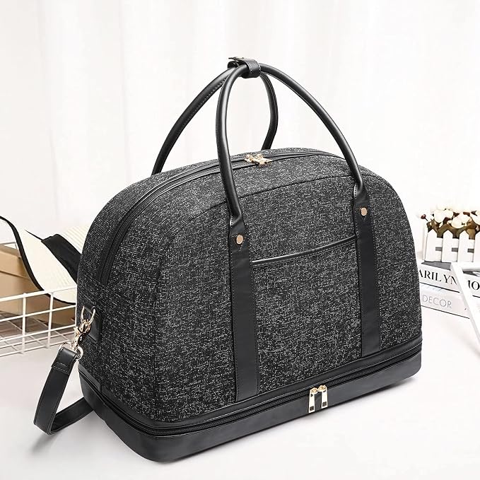 Weekender Bag for Women Canvas Overnight Bag Large Travel Tote Bag Carry on Shoulder Duffle Bag With Shoe Compartment,Perfect for Travel/Daily Use/Birthday Gift … - Image 8