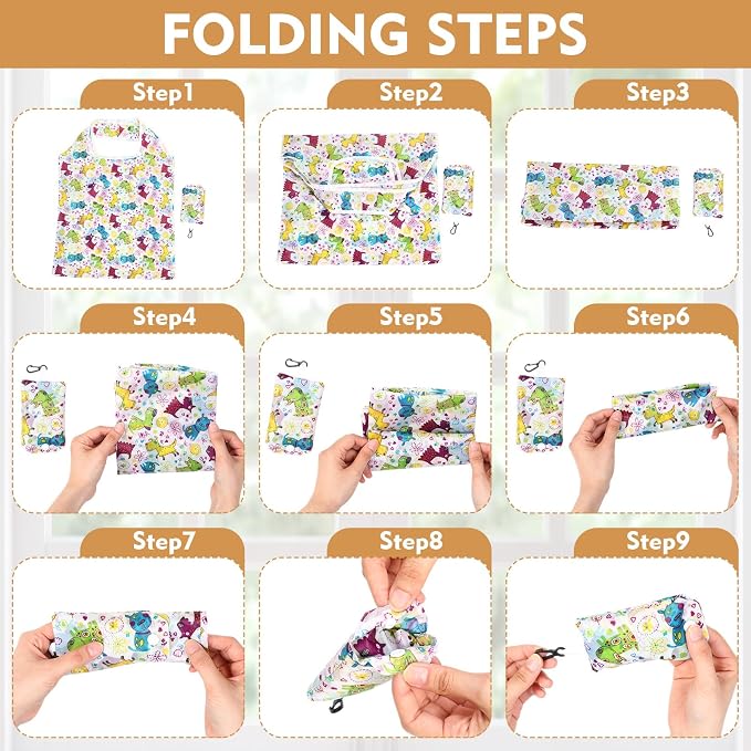 Paterr 46 Pcs Foldable Reusable Grocery Bags Bulk Machine Washable Waterproof Shopping Bags Packable Grocery Tote Pouches - Image 7