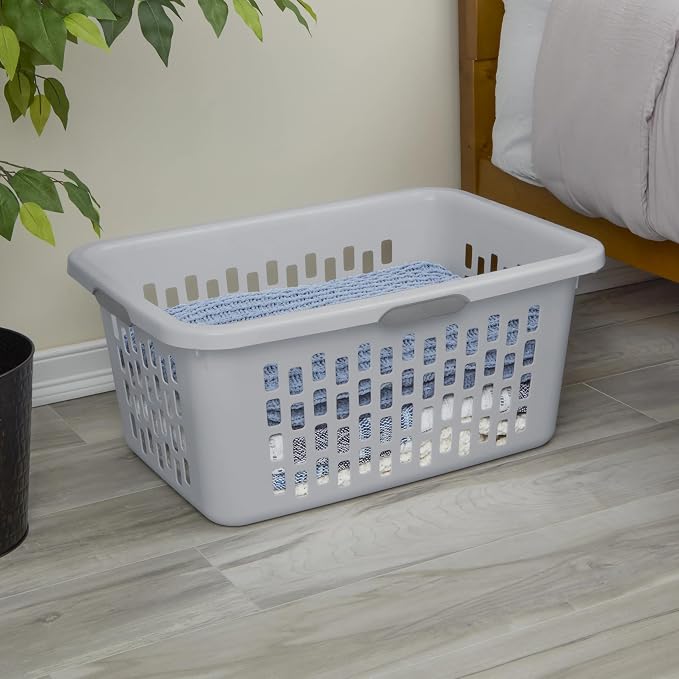 2-Bushel Plastic Laundry Hamper with 4 Ergonomic Handles – BPA-Free, Spacious Design for Household Use, Gray (1PC) - Image 5