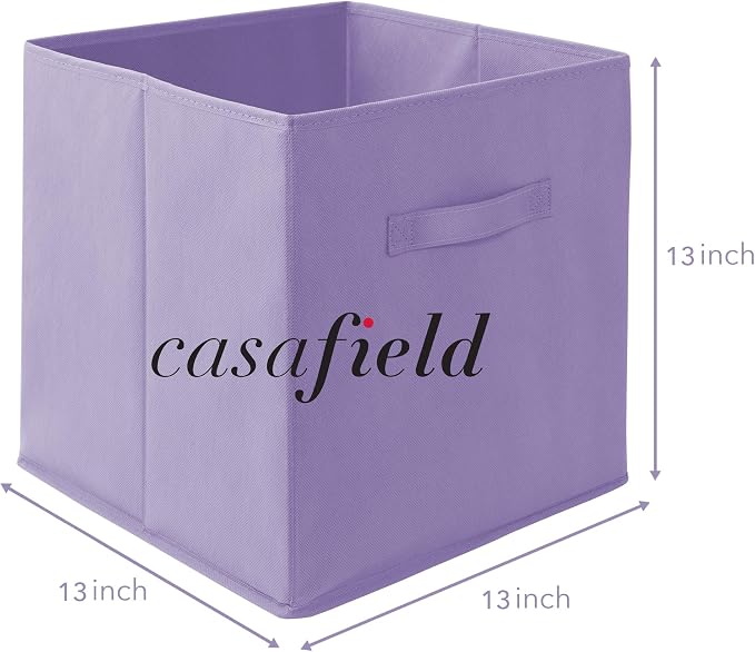 Casafield Set of 12 Collapsible Fabric Cube Storage Bins, Lavender - 13" Foldable Cloth Baskets for Shelves, Cubby Organizers & More - Image 7