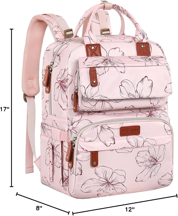 Diaper Bag Backpack, Baby Girl Diaper Bag for Mom, Large Pink Floral Diaper Bag Backpack for Girls, Waterproof Mom Backpack for Work Travel Holiday with Insulated Pockets and Stroller Straps - Image 9