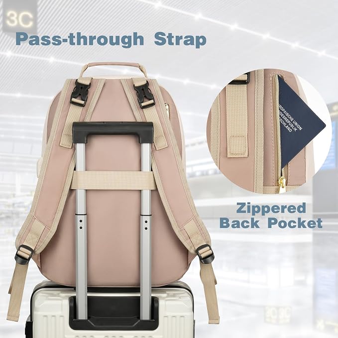 Diaper Bag Backpack, Quilted Baby Bag with Changing Pad & Stroller Straps & Pacifier Case, Large Travel Diaper Bags for Mom Dad, Khaki - Image 7