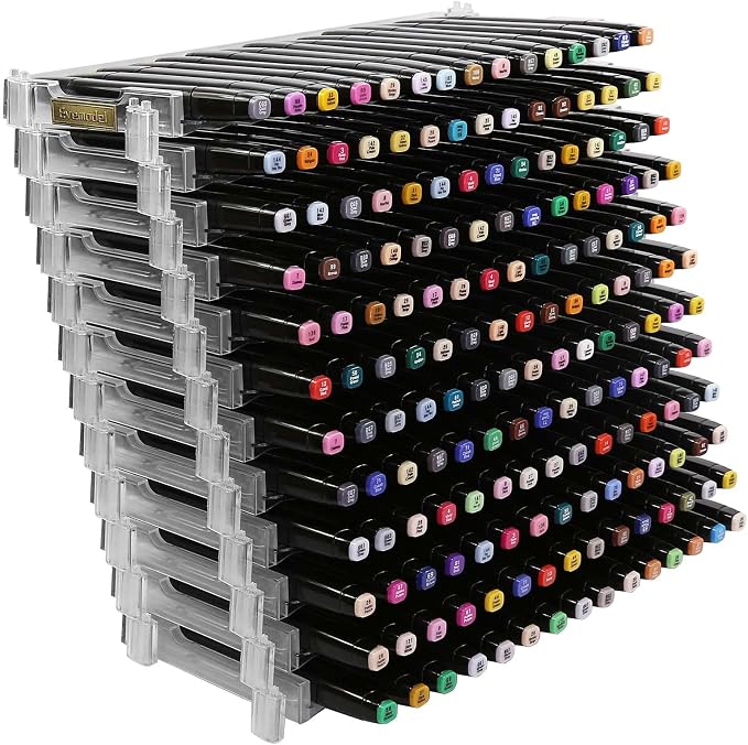 12 Layers Universal Marker Storage Trays, Penholder Display for 180 Pens SN01C Pencil Organizer Holder for Desk (Clear-12 layers) - Image 7