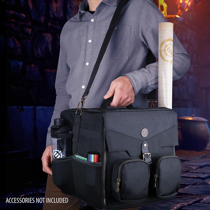 ENHANCE Board Game Shoulder Bag - Reinforced Board Game Storage with Padded Shoulder Strap and Accessories Pockets for Dice, Cards, More - Carrier Protects Tabletop Adventures - Image 9