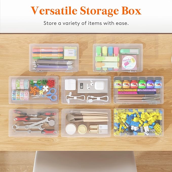 Lifewit Photo Storage Box 5x7 Photo Case, 9 Inner Photo Keeper, Clear Photo Boxes Storage,Stackable Craft Organizer for Art Supply, Office, 4 Pack - Image 9