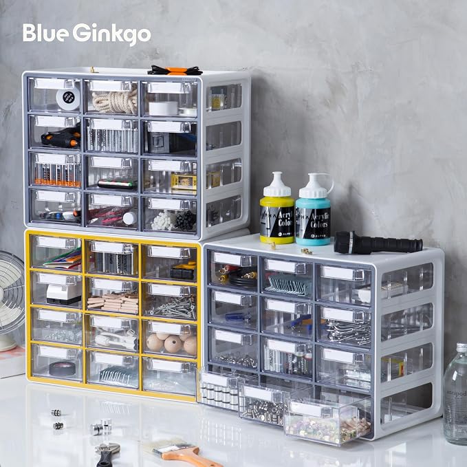 Blue Ginkgo 12-Drawer Storage Cabinet Organizer, Grey, Made in Korea | Stackable. Adjustable. Easy Visibility. - Image 7