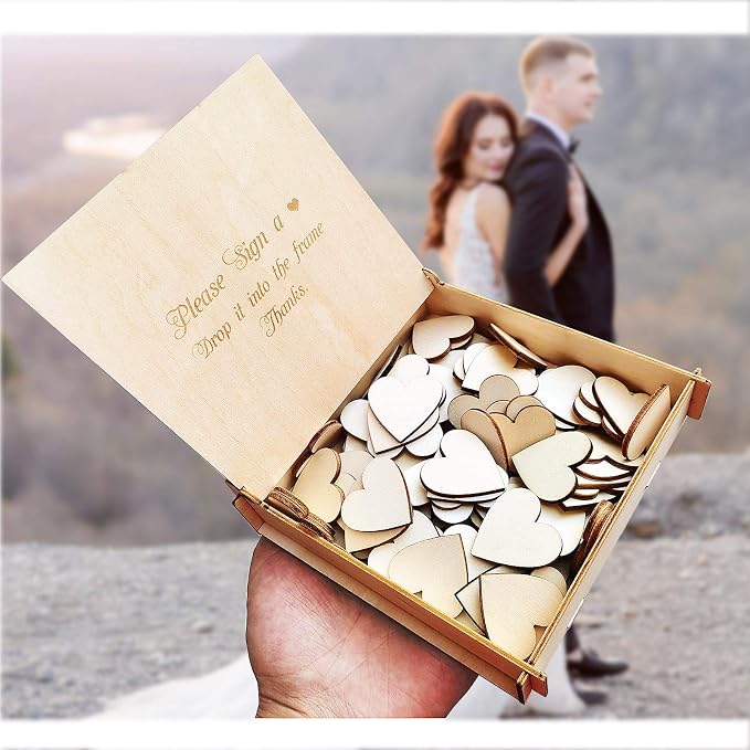 Wedding Guest Book Alternative Pen Sign Drop Top Wooden Frame for Baby Shower Birthday Party Decoration 120 Hearts - Image 8