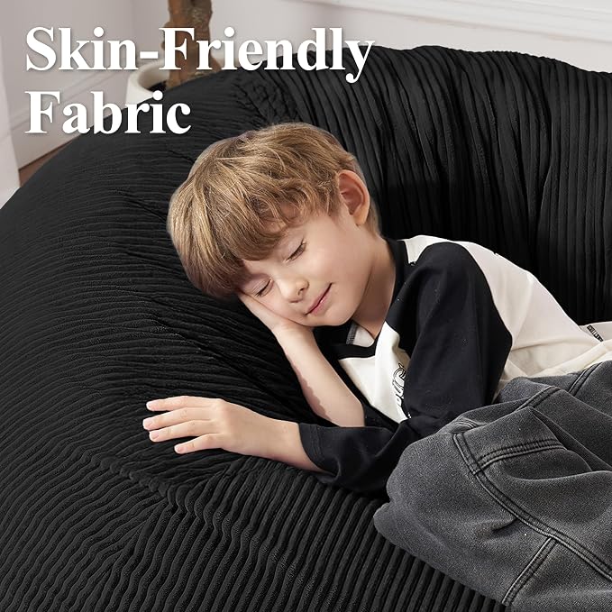 4FT Bean Bag Chair for Adults,Large Teardrop Beanbag with Filler | Beanbag Chair with Memory Foam Filled,Bean Bags with Handy Handle&Machine Washable Cover for Living Room,Bedroom-Black - Image 7