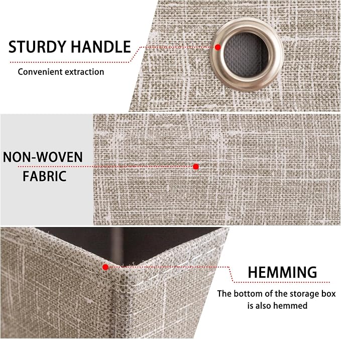 Foldable Storage Cubes Bins ,11 Inch Cloth Storage Cube Fabric Storage Box Cubes Organizer Baskets with Handles for Home Organizer Set of 6 (Cowboy Grey) - Image 7