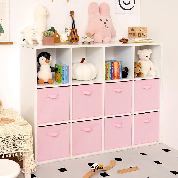 GRANNY SAYS Pink Cube Storage Bins, 13x13 Storage Cube Organizer, 8-Pack | Collapsible Storage Boxes with Sturdy Handles, Decorative Baskets for Shelves, Closet, Organizing Toys, Clothes, Blankets - Image 8