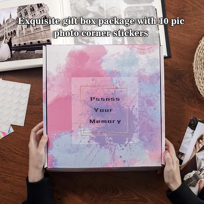 Pssoss Large Linen DIY Scrapbook Album with Writing Space, 100 Pages | Fits 3x5, 4x6, 5x7, 6x8, and 8x10 photos for baby, wedding, family, children, anniversary, and memory keeping. - Image 6