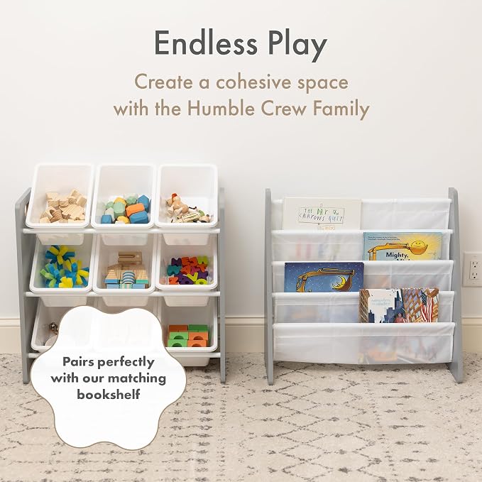 Humble Crew Kids Toy Organizer with 9 Bins, 3 Tier Storage for Playroom | Sturdy wood and steel toddler shelf, removable BPA-free containers, wall anchor anti-tip safety kit for bedroom or classroom - Image 9