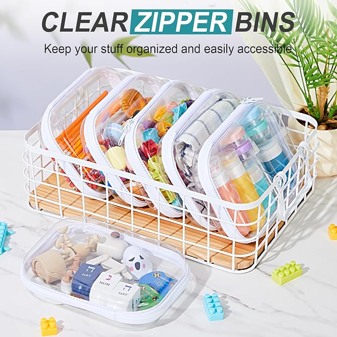 20 Pcs Clear Hard Zipper Case Bulk Hard Shell Plastic Pouch Transparent Double Zippers Toy Storage Organizer Bins for Building Blocks, Puzzles, Cosmetics(7.87 x 5.9 x 2 Inch) - Image 6