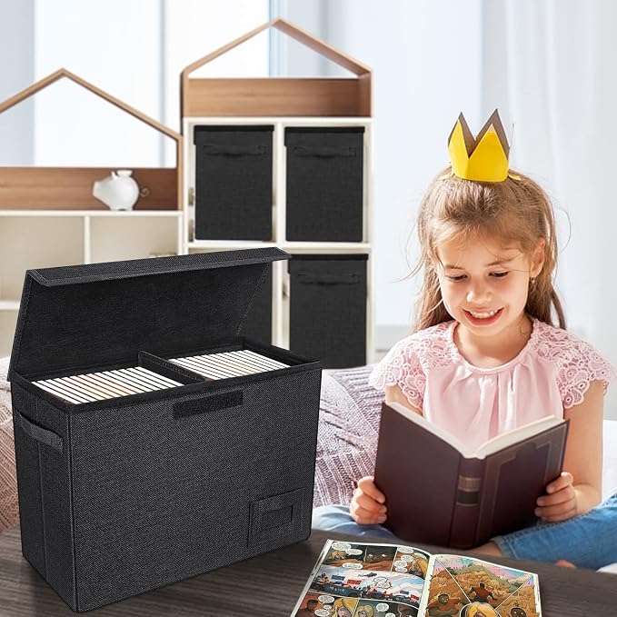 YSCare 2-Pack Comic Book Storage Boxes, Collapsible Comics Book Case with Dividers and Carrying Handles, Comic Short Box Holds 150 Comics, 15.5" X 7.5" X 11.3" Heavy-Duty Stackable Case - Image 7