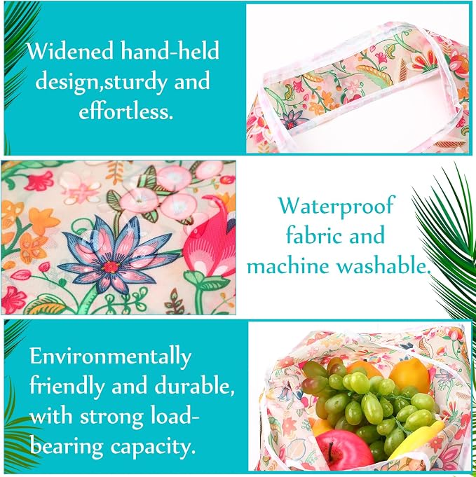 Paterr 46 Pcs Foldable Reusable Grocery Bags Bulk Machine Washable Waterproof Shopping Bags Packable Grocery Tote Pouches - Image 7