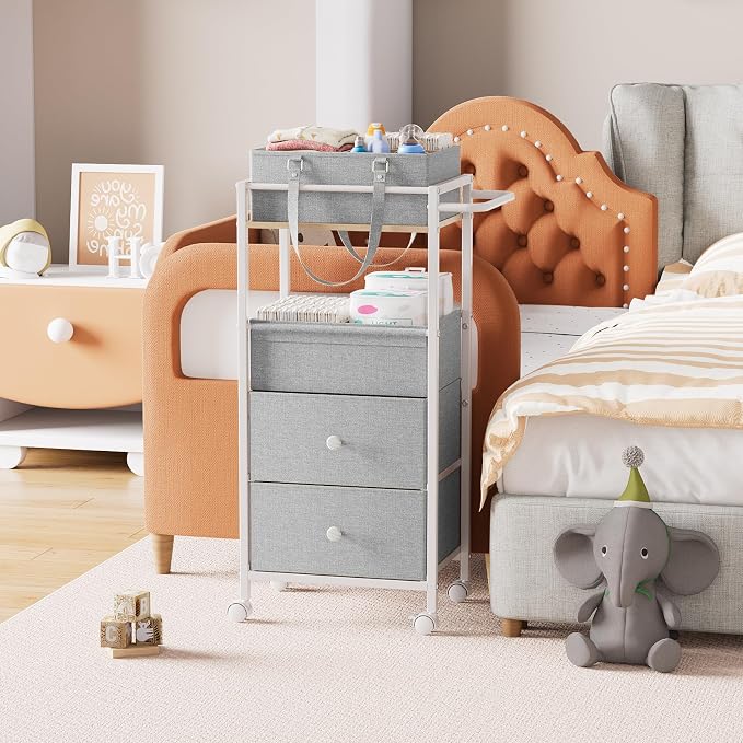 3In1 Modanais Baby Diaper Caddy Organizer Cart with Drawers, Light Gray | Rolling Storage Cart, Removable Diaper Caddy, Detachable Dividers - for Crib, Bedroom, Art & Craft Organizer - Image 8