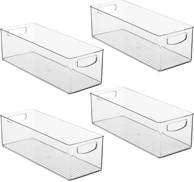 iDesign Plastic Stackable Pantry Bin with Handles, Set of 4, Clear | For Kitchen Cabinets or Fridge, Made in USA - Image 9