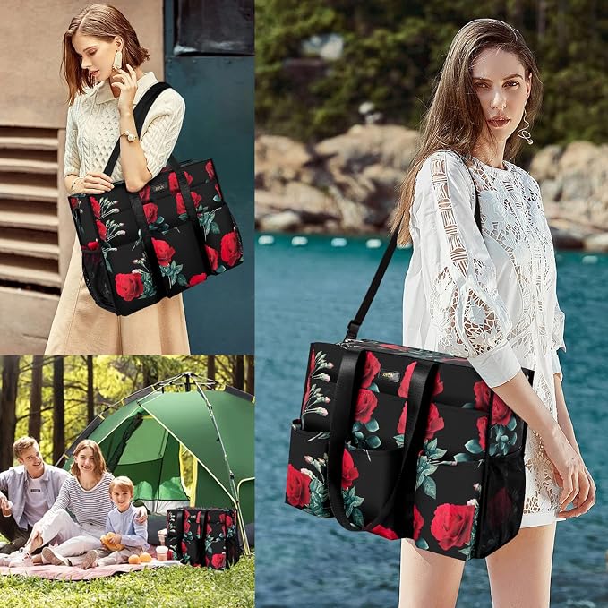 IBFUN Utility Tote Bag with 24 Pockets, Large Teacher Travel Tote for Women | Large Work Tote Bag 2pcs with Zipper for Travel Daily School Teacher Nurse, Large Lightweight Laptop Shoulder Bag Handbag - Image 7