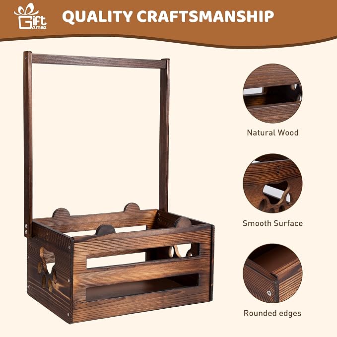 GiftAmaz Brown Wooden Baby Shower Crate Closet, Baby Storage Crate with Handle, Baby Shower Gifts Basket, Baby Welcome Box for Newborn Boys Girls, Pregnancy Gifts for New Parents - Image 7