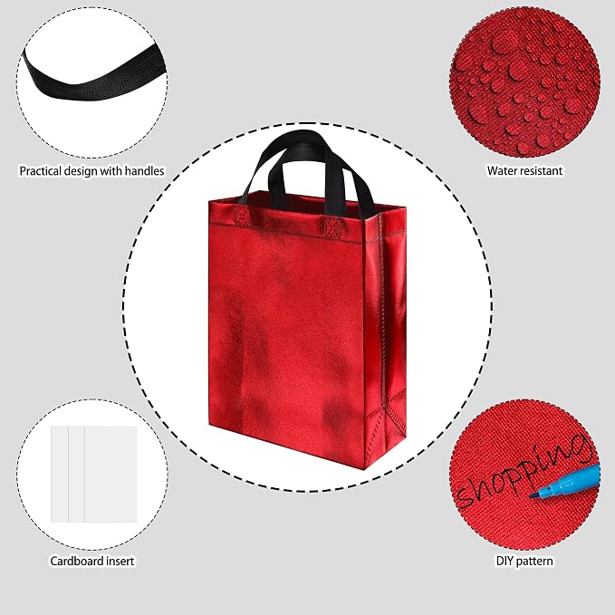 BLEWINDZ 100 Medium Reusable Gift Bags with Handles - Ideal Party Favors & Shopping Bags (10 Colors) - Image 6