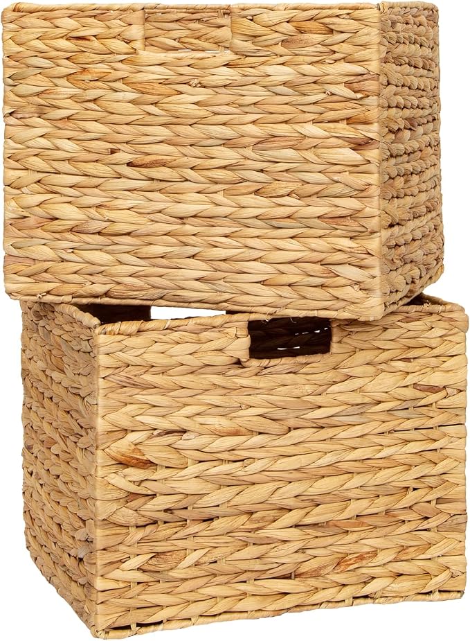 Storage Baskets,Wicker Baskets,Hyacinth Basket For Shelf,Folding 2 Packs Handmade Woven, Seagrass Baskets,Shelf Baskets For Storage Toys Books And Clothes and Other What You Want - Image 7