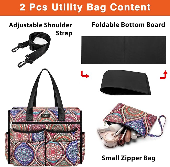 ITIEZY Large Utility Tote Bag for Women with 18 Pockets, Waterproof Teacher Nurse Bags with Zipper for Everyday Travel Work - Image 7