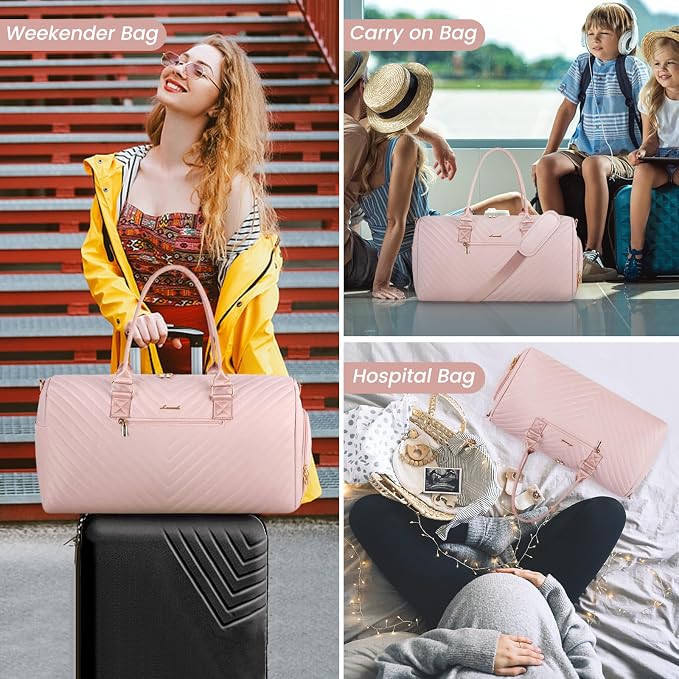LOVEVOOK Travel Duffle Bag, Weekender Bag for Women with Toiletry Bag, Carry on Overnight Bag with Shoe Compartment, Gym Duffel Bag with Wet Pocket, Mommy Hospital Bags for Labor and Delivery - Image 7