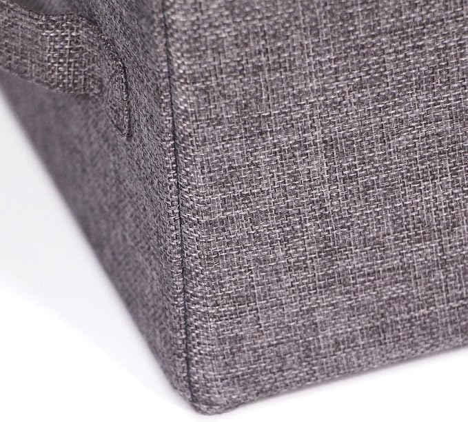 TENABORT Set of 5 Closet Organizer Bins with Handle, Fabric Foldable Storage Baskets Cloth Box Containers for Shelves Home Office Clothes Clothing, Gray, Large - Image 7