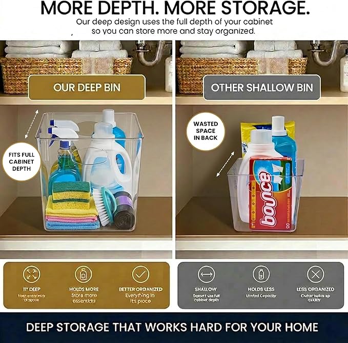 Sorbus Clear Storage Bins 4 Pack Extra Large – BPA-Free Clear Bins for Organizing Pantry, Toys & Laundry | Clear Storage Containers with Handles, 13.75x9.75x8.75 - Image 8