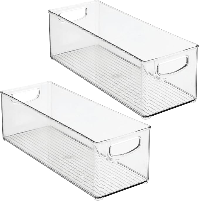iDesign Plastic Stackable Pantry Bin with Handles, Set of 2, Clear | For Kitchen Cabinets or Fridge, Made in USA - Image 9